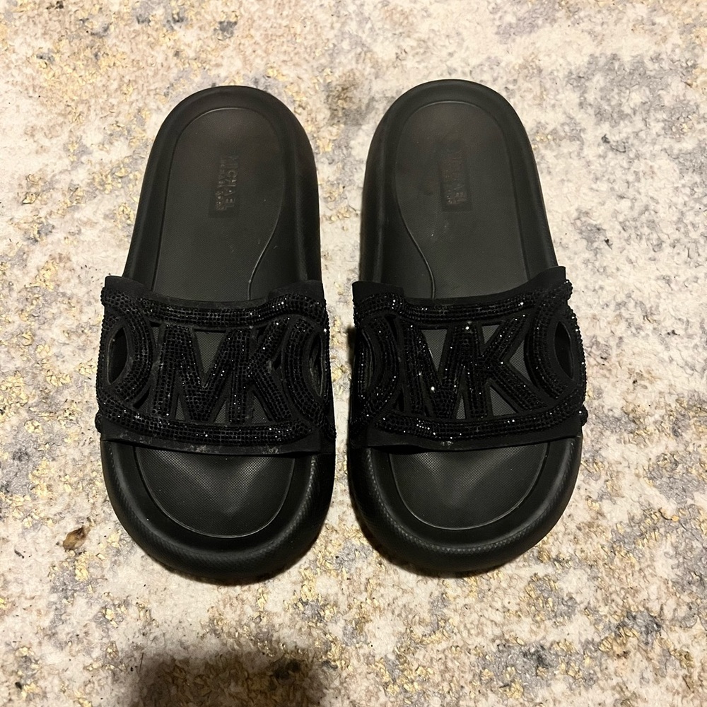 Michael Kors Black Beaded Slide Sandals
